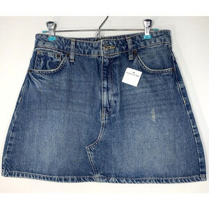 Topshop Denim Mini Skirt Women's 6 Blue Jean 5-Pocket Denim 15-1/4" NWT